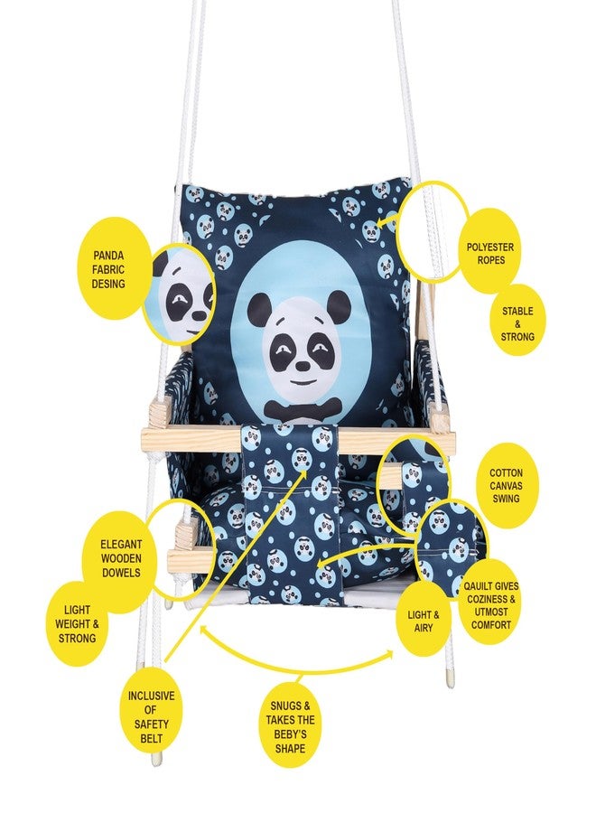 BOFFLE أرجوحة خشبية معلقة للأطفال من بوفل، أرجوحة حديقة قابلة للتعديل مع وسادتين | تتحمل وزنًا يصل إلى 20 كجم (من سنة إلى 3 سنوات) - Image 5